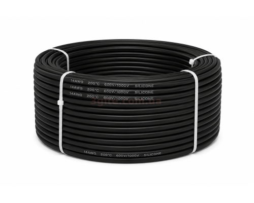 Кабель силиконовый черный 14AWG, бухта 200м.
